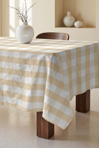 Nappe antitache rectangulaire  - Beige et blanc
