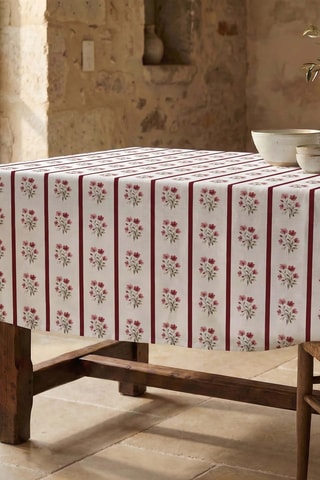 Nappe antitache rectangulaire Eula - Blanc et rose