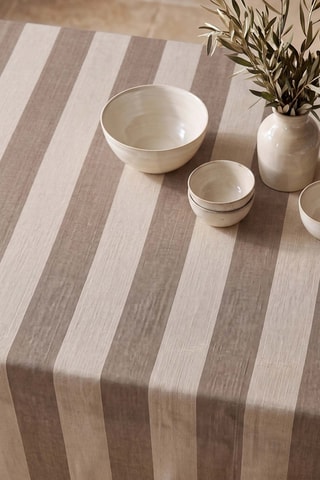 Nappe antitache rectangulaire Summer Stripes - Beige et marron