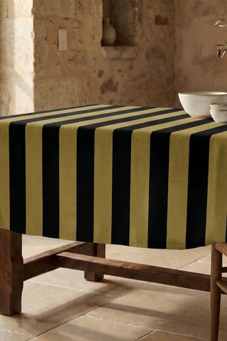 Nappe antitache rectangulaire Summer Stripes - Noir et kaki