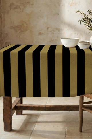 Nappe antitache rectangulaire Summer Stripes - Noir et kaki
