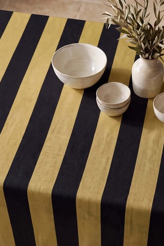 Nappe antitache rectangulaire Summer Stripes - Noir et kaki