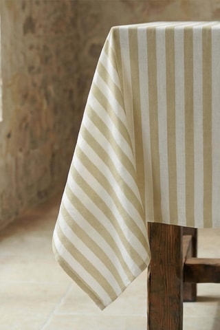 Nappe antitache rectangulaire Seleni - Ocre et blanc