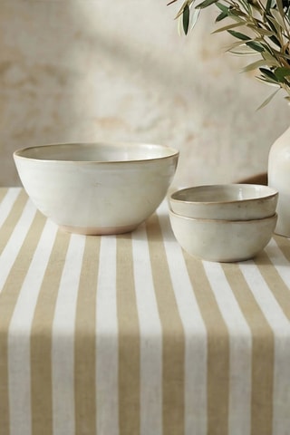 Nappe antitache rectangulaire Seleni - Ocre et blanc