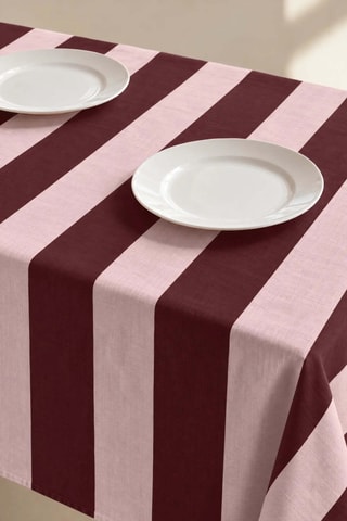 Nappe antitache rectangulaire Summer Stripes - Bordeaux et rose