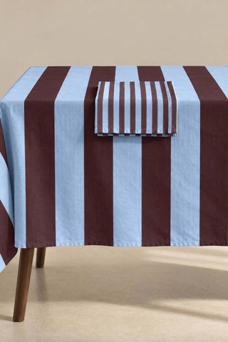 Nappe antitache rectangulaire Summer Stripes - Bleu et marron