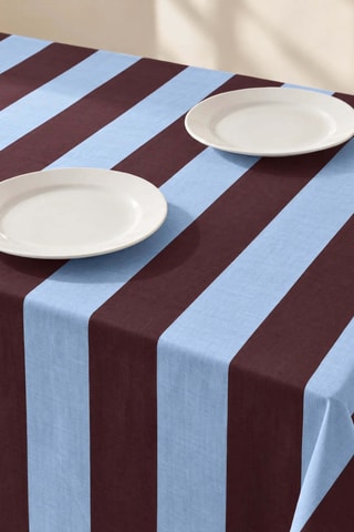 Nappe antitache rectangulaire Summer Stripes - Bleu et marron