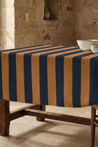 Nappe antitache rectangulaire Summer Stripes - Bleu et marron