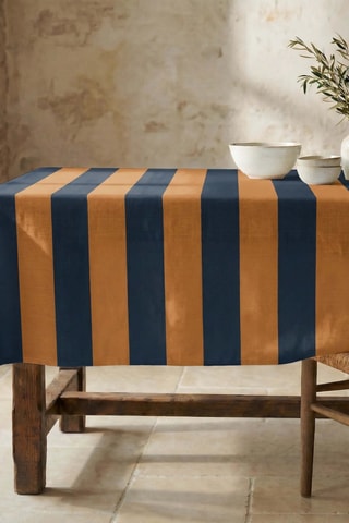 Nappe antitache rectangulaire Summer Stripes - Bleu et marron
