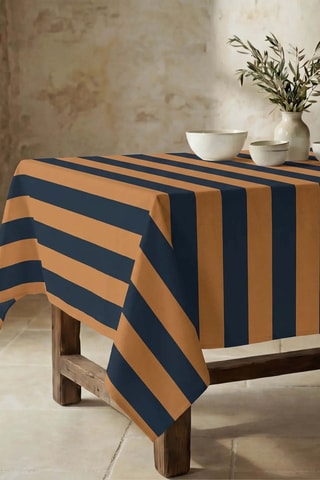 Nappe antitache rectangulaire Summer Stripes - Bleu et marron