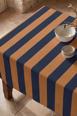 Nappe antitache rectangulaire Summer Stripes - Bleu et marron