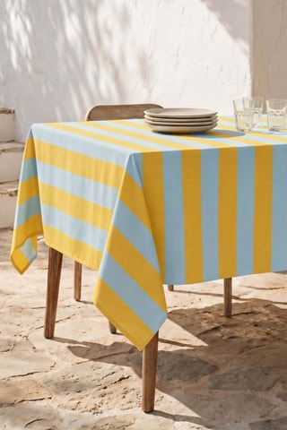 Nappe antitache rectangulaire Summer Stripes - Jaune et bleu clair