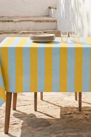 Nappe antitache rectangulaire Summer Stripes - Jaune et bleu clair