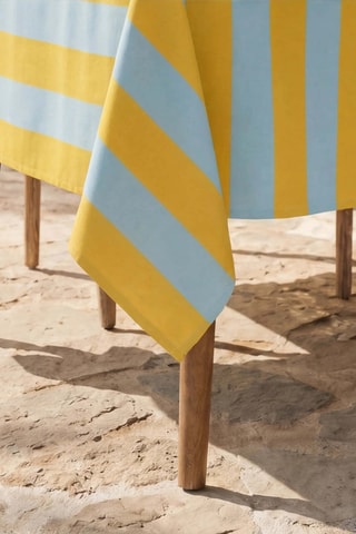 Nappe antitache rectangulaire Summer Stripes - Jaune et bleu clair