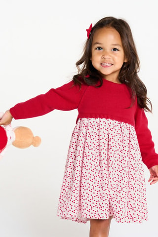 Vestido efecto doble prenda - Rojo - Obaïbi
