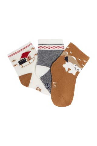3 pares de calcetines - Marrón y gris claro - Obaïbi