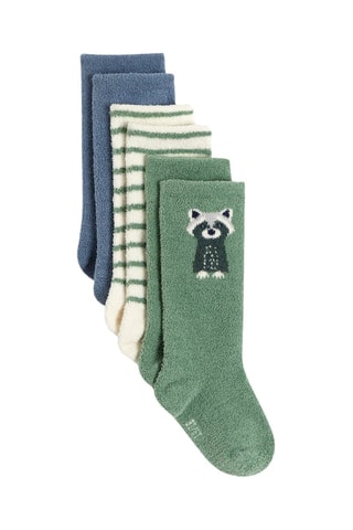 3 pares de calcetines - Verde claro y blanco - Obaïbi