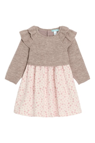 Vestido combinado - Beige jaspeado y blanco - Obaïbi