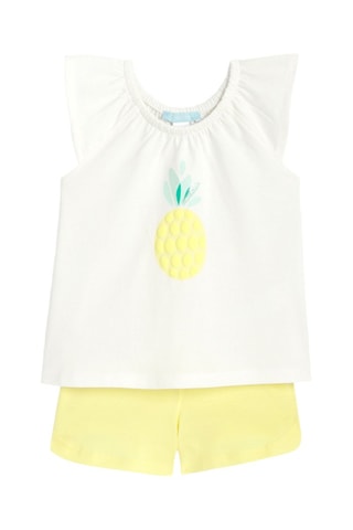 Camiseta de tirantes y short - Blanco y amarillo