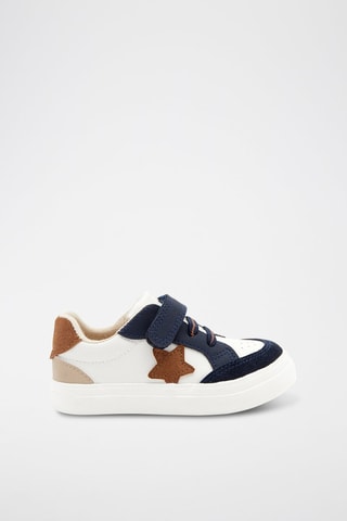 Zapatillas de piel de serraje - Blanco y azul marino