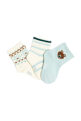 3 pares de calcetines - Celeste y crudo