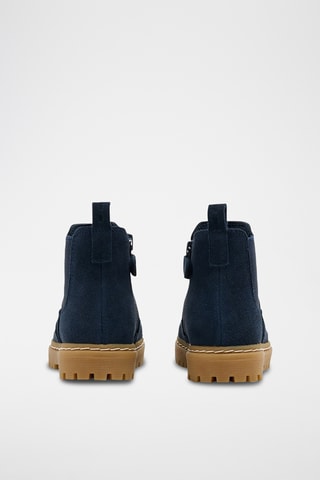 Botas de piel de serraje - Azul marino