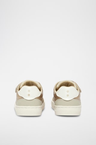 Zapatillas de piel de serraje - Dorado y blanco