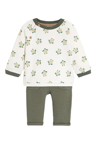 Sudadera y pantalón - Verde oscuro y blanco