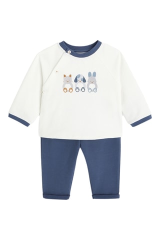 Camiseta y pantalón - Blanco y azul marino