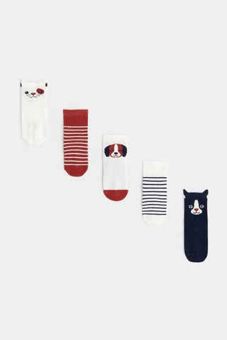 5 pares de calcetines - Azul marino y blanco