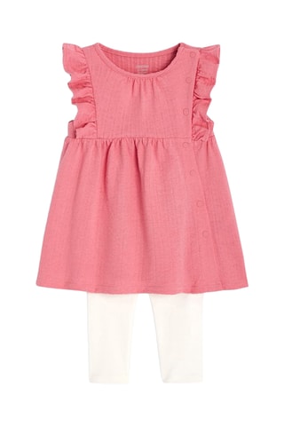 Vestido y leggings - Rosa y blanco