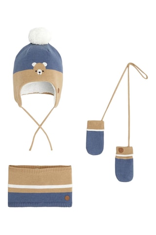 Conjunto de 3 peças - Azul-cobalto e castanho-claro