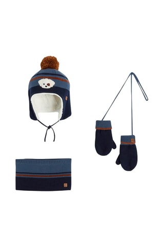Conjunto de 3 peças - Azul-cobalto e castanho
