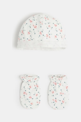 Gorro y manoplas - Blanco