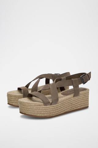 Sandales compensées en nubuck - Taupe