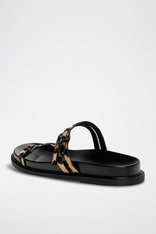 Mules en cuir - Beige et noir