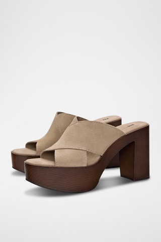 Nubuck Muiltjes met Hak - Beige - Pull & Bear