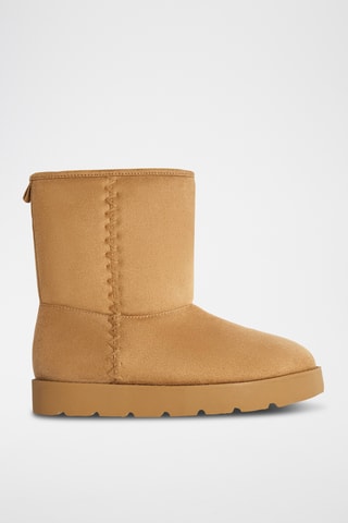 Gevoerde Enkellaarzen - Beige