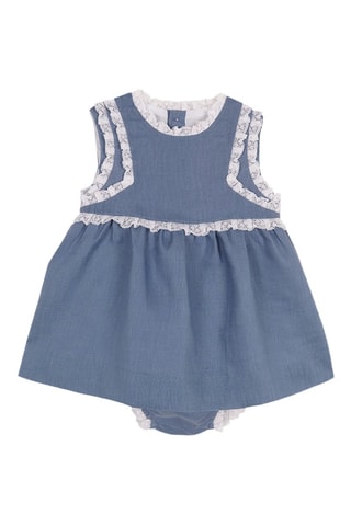 Linnen Jurk en Bloomer- Kobaltblauw - Wit en blauw