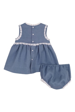 Linnen Jurk en Bloomer- Kobaltblauw - Wit en blauw
