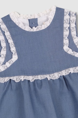 Linnen Jurk en Bloomer- Kobaltblauw - Wit en blauw