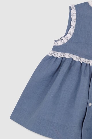 Linnen Jurk en Bloomer- Kobaltblauw - Wit en blauw