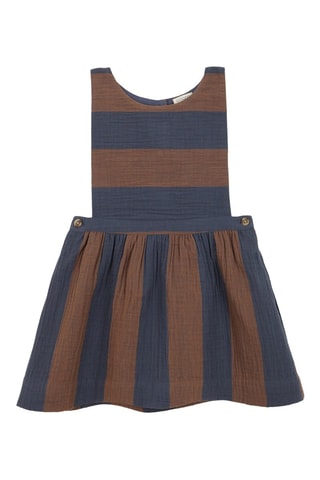 Jurk - marineblauw en bruin - Blauw en bruin