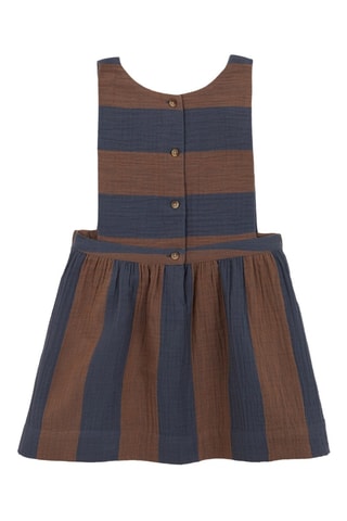 Jurk - marineblauw en bruin - Blauw en bruin