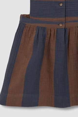 Jurk - marineblauw en bruin - Blauw en bruin