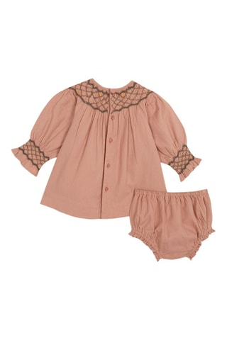 Jurk en Bloomer - Oudroze  - Roze en grijs