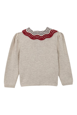 Cardigan - Beige - Beige, rosso e grigio