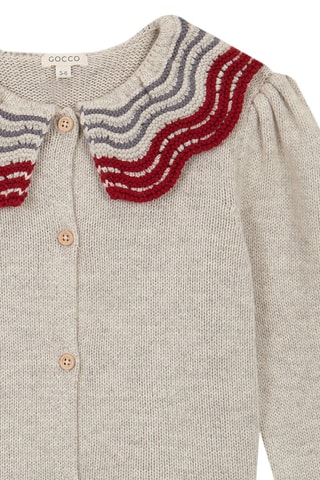 Cardigan - Beige - Beige, rosso e grigio