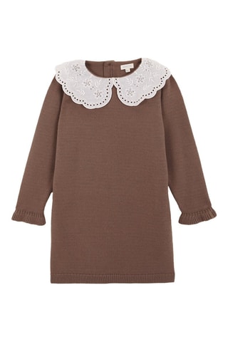 Trui-jurk - Nude - Wit en beige