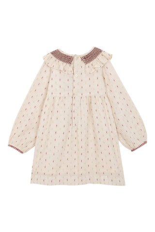 Jurk - Lichtbeige - Beige en rood